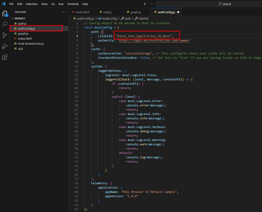 Paste your application id here